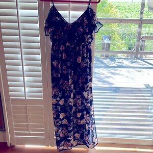Navy with pink flowers Maxi dress